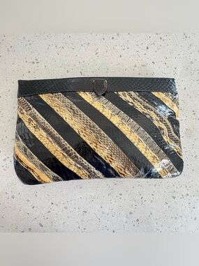 Vintage 70s David Mehler for DAME Snakeskin Clutch